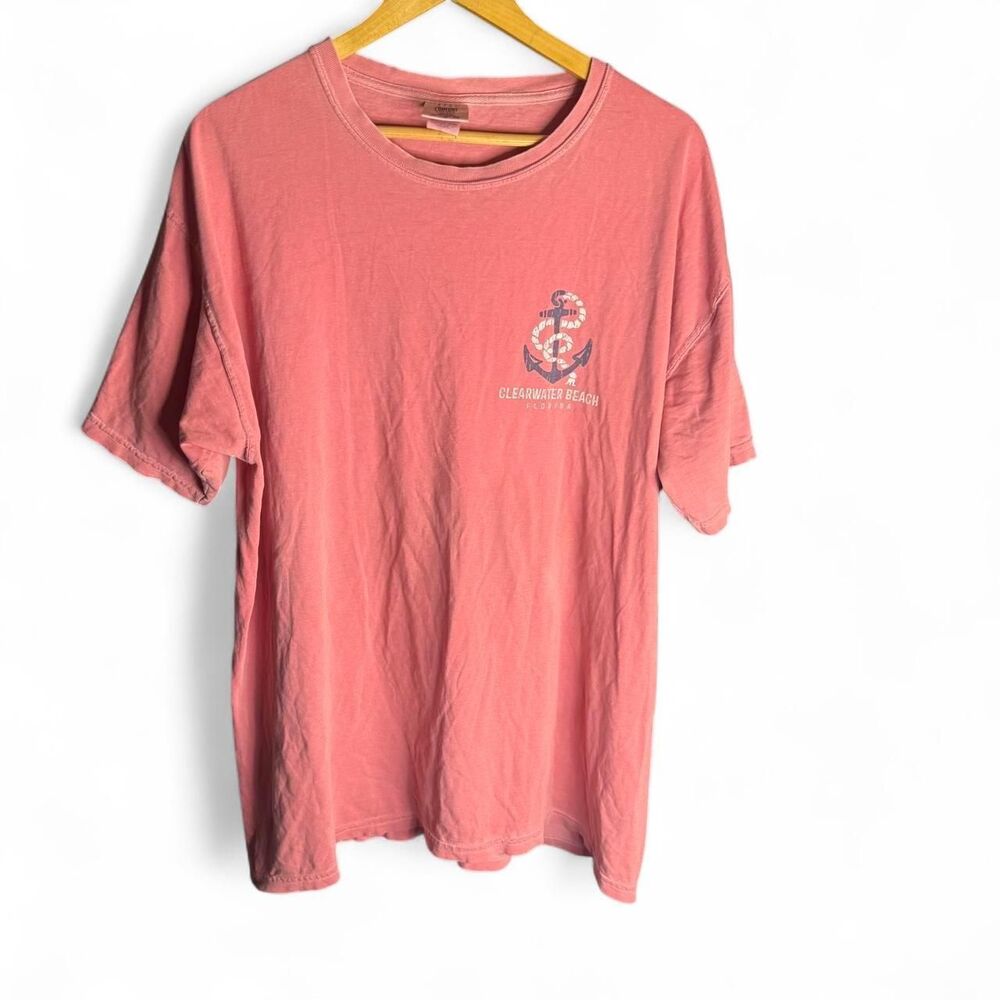 Comfort Colors Clearwater Beach Anchor Graphic Tee Oversized Coral Pink XL
